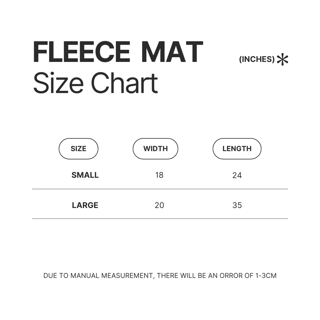 Fleece Mat Size Chart - Big Mouth Merchandise