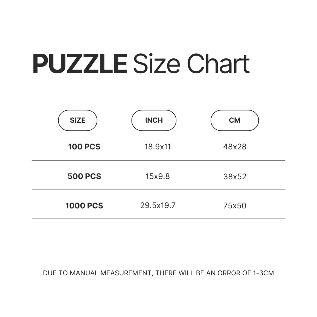 Puzzle Size Chart - Big Mouth Merchandise