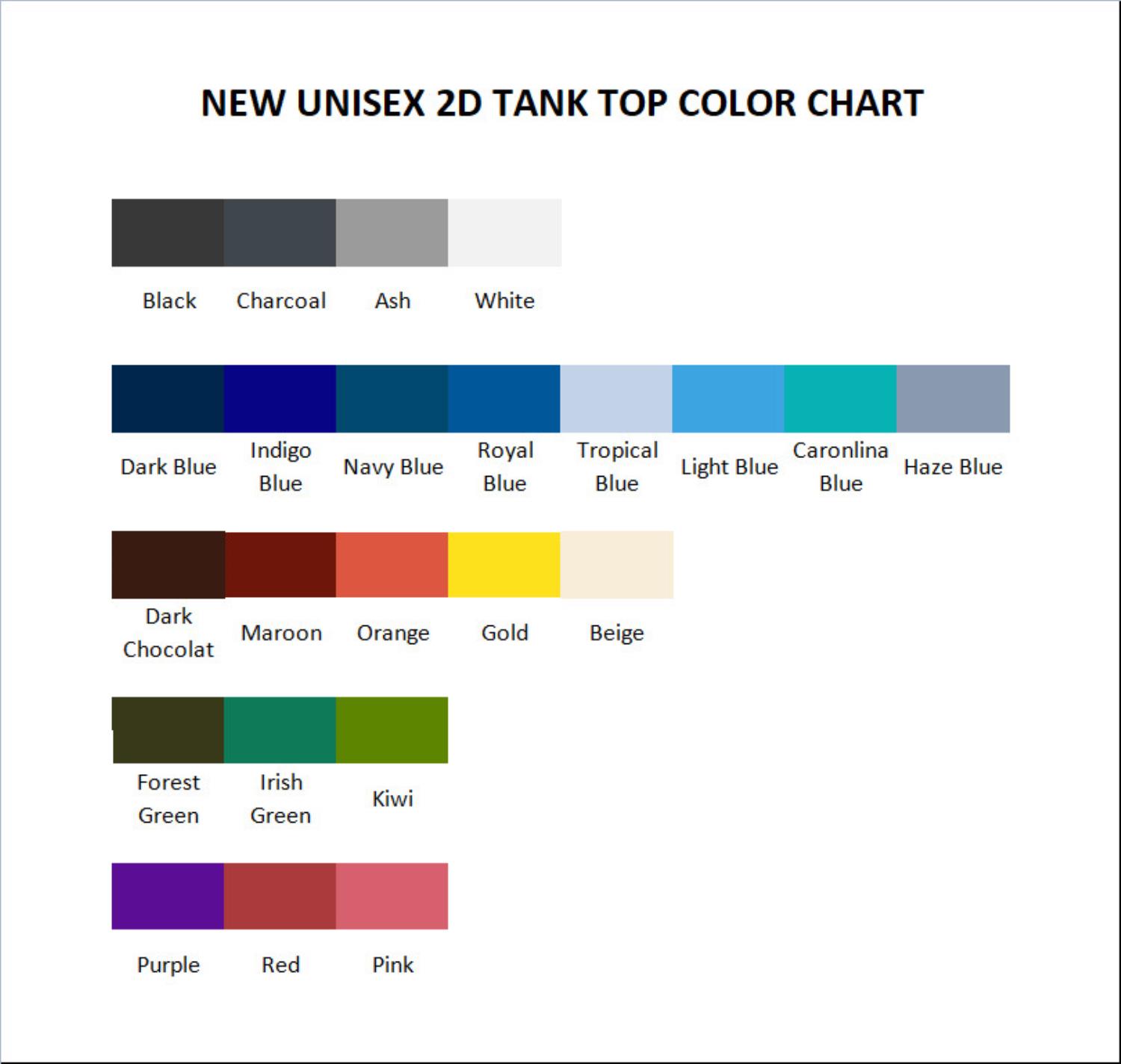 tank top color chart - Big Mouth Merchandise